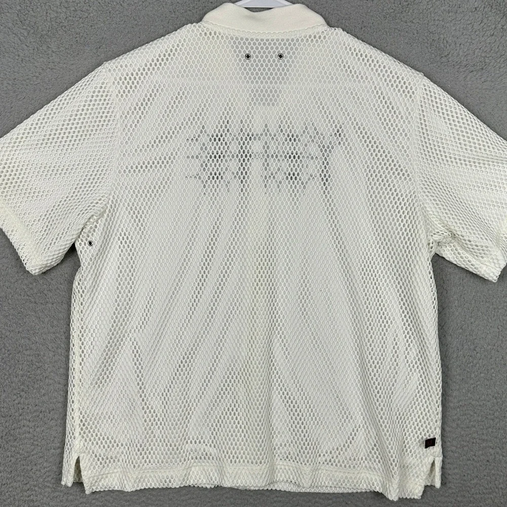 Nike Shirt Mens Large White Dri-Fit Snap Button Up Double Swoosh Short Sleeve